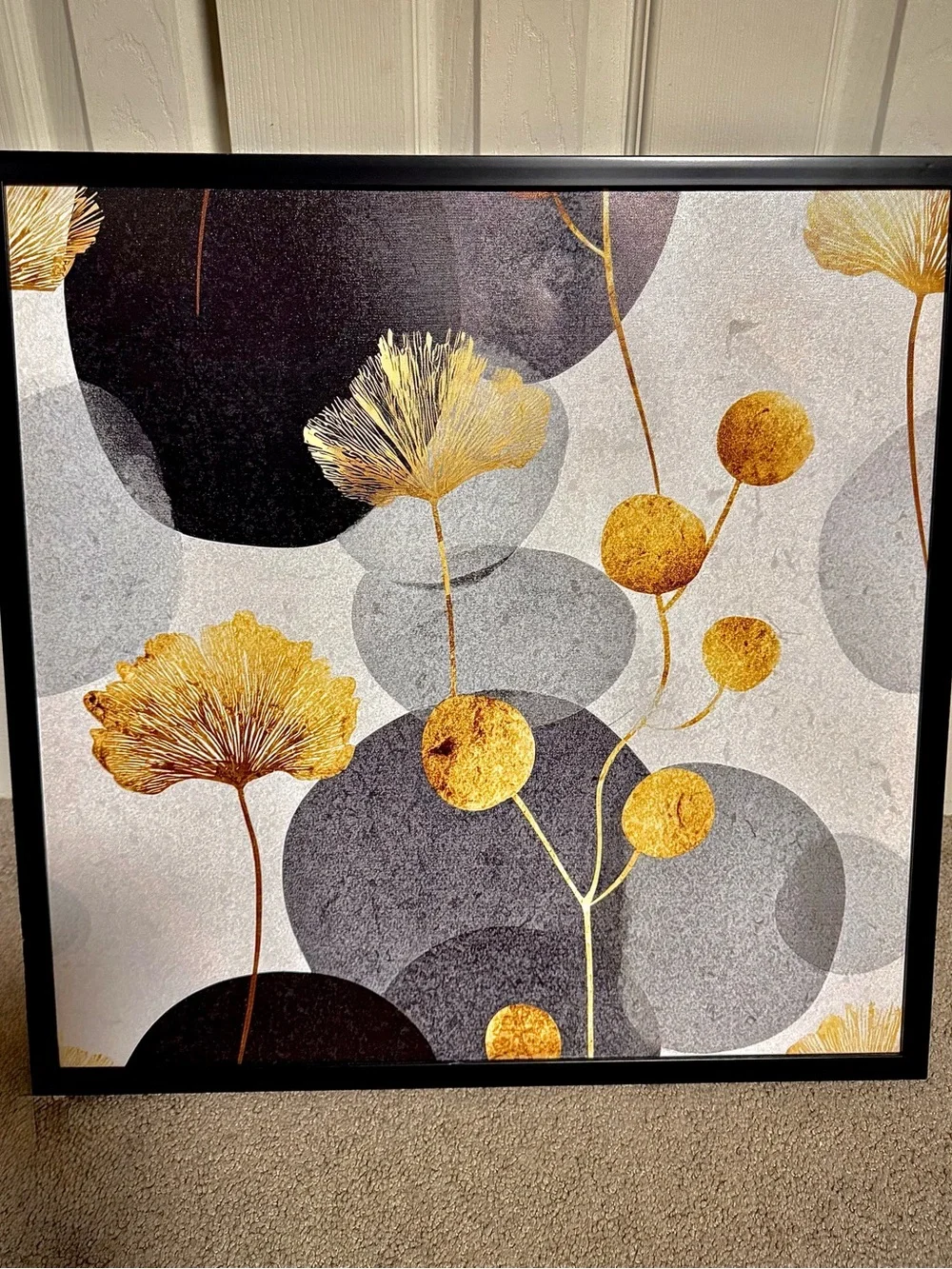 Gold Floral Abstract Wall Art Canvas - Home Wall Decor